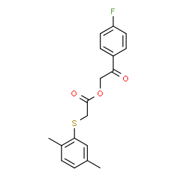 ChemSpider 2D Image | 2-(4-Fluorophenyl)-2-oxoethyl [(2,5-dimethylphenyl)sulfanyl]acetate | C18H17FO3S