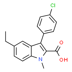 ChemSpider 2D Image | 3-(4-chlorophenyl)-5-ethyl-1-methylindole-2-carboxylic acid | C18H16ClNO2