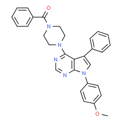ChemSpider 2D Image | {4-[7-(4-Methoxyphenyl)-5-phenyl-7H-pyrrolo[2,3-d]pyrimidin-4-yl]-1-piperazinyl}(phenyl)methanone | C30H27N5O2