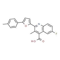 ChemSpider 2D Image | 6-Fluoro-3-methyl-2-[5-(4-methylphenyl)-2-furyl]-4-quinolinecarboxylic acid | C22H16FNO3