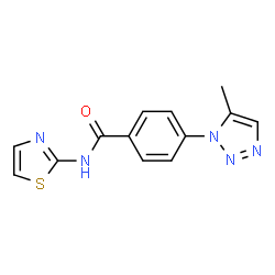 ChemSpider 2D Image | 4-(5-Methyl-1H-1,2,3-triazol-1-yl)-N-(1,3-thiazol-2-yl)benzamide | C13H11N5OS
