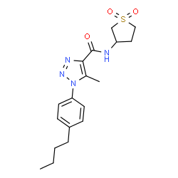 ChemSpider 2D Image | 1-(4-Butylphenyl)-N-(1,1-dioxidotetrahydro-3-thiophenyl)-5-methyl-1H-1,2,3-triazole-4-carboxamide | C18H24N4O3S
