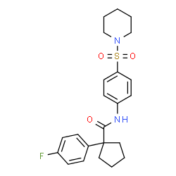 ChemSpider 2D Image | 1-(4-Fluorophenyl)-N-[4-(1-piperidinylsulfonyl)phenyl]cyclopentanecarboxamide | C23H27FN2O3S