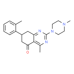 ChemSpider 2D Image | 4-Methyl-7-(2-methylphenyl)-2-(4-methyl-1-piperazinyl)-7,8-dihydro-5(6H)-quinazolinone | C21H26N4O