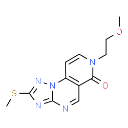ChemSpider 2D Image | 7-(2-Methoxyethyl)-2-(methylsulfanyl)pyrido[3,4-e][1,2,4]triazolo[1,5-a]pyrimidin-6(7H)-one | C12H13N5O2S