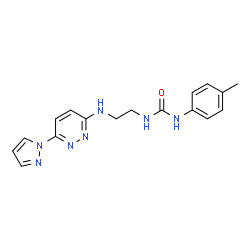 ChemSpider 2D Image | 1-(4-Methylphenyl)-3-(2-{[6-(1H-pyrazol-1-yl)-3-pyridazinyl]amino}ethyl)urea | C17H19N7O