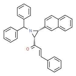 ChemSpider 2D Image | (2E)-1-[(2R,3R)-1-(Diphenylmethyl)-3-(2-naphthyl)-2-aziridinyl]-3-phenyl-2-propen-1-one | C34H27NO