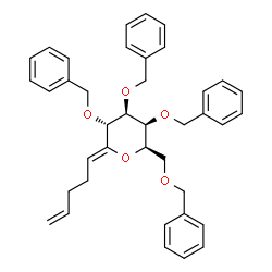 ChemSpider 2D Image | 1,5-Anhydro-2,3,4,6-tetra-O-benzyl-1-(4-penten-1-ylidene)-D-galactitol | C39H42O5