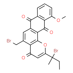 ChemSpider 2D Image | 2-(2-Bromo-2-butanyl)-5-(bromomethyl)-11-methoxy-4H-naphtho[2,3-h]chromene-4,7,12-trione | C23H18Br2O5