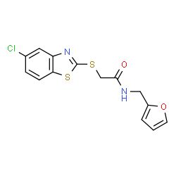 ChemSpider 2D Image | 2-[(5-Chloro-1,3-benzothiazol-2-yl)sulfanyl]-N-(2-furylmethyl)acetamide | C14H11ClN2O2S2