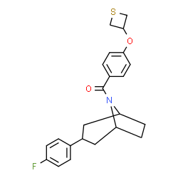ChemSpider 2D Image | [3-(4-Fluorophenyl)-8-azabicyclo[3.2.1]oct-8-yl][4-(3-thietanyloxy)phenyl]methanone | C23H24FNO2S