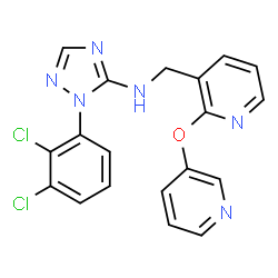 ChemSpider 2D Image | 1-(2,3-Dichlorophenyl)-N-{[2-(3-pyridinyloxy)-3-pyridinyl]methyl}-1H-1,2,4-triazol-5-amine | C19H14Cl2N6O