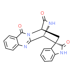 ChemSpider 2D Image | (1'R,3R,12'R)-3'H,15'H-Spiro[indole-3,13'-[2,10,16]triazatetracyclo[10.2.2.0~2,11~.0~4,9~]hexadeca[4,6,8,10]tetraene]-2,3',15'(1H)-trione | C20H14N4O3