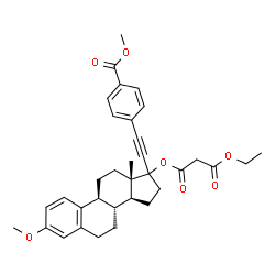 ChemSpider 2D Image | Ethyl (17xi)-3-methoxy-21-[4-(methoxycarbonyl)phenyl]-19-norpregna-1,3,5(10)-trien-20-yn-17-yl malonate | C34H38O7