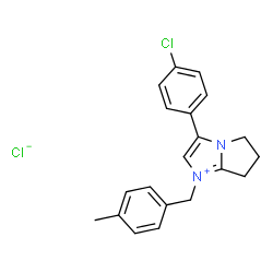 ChemSpider 2D Image | 3-(4-Chlorophenyl)-1-(4-methylbenzyl)-6,7-dihydro-5H-pyrrolo[1,2-a]imidazol-1-ium chloride | C20H20Cl2N2