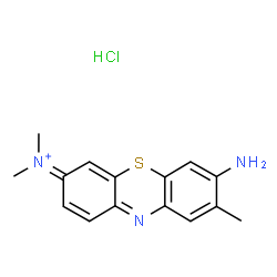 ChemSpider 2D Image | Methanaminium, N-(7-amino-8-methyl-3H-phenothiazin-3-ylidene)-N-methyl-, hydrochloride (1:1) | C15H17ClN3S