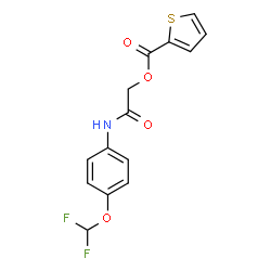 ChemSpider 2D Image | 2-{[4-(Difluoromethoxy)phenyl]amino}-2-oxoethyl 2-thiophenecarboxylate | C14H11F2NO4S