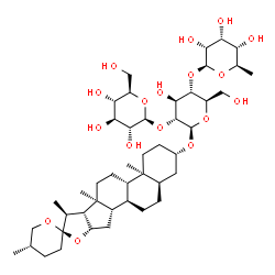 ChemSpider 2D Image | (3beta,5beta,25S)-Spirostan-3-yl 6-deoxy-beta-D-allopyranosyl-(1->4)-[beta-D-glucopyranosyl-(1->2)]-beta-D-glucopyranoside | C45H74O17