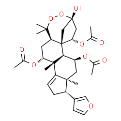 ChemSpider 2D Image | (1R,2R,3S,5S,6R,10R,11R,13R,17S,19S)-6-(3-Furyl)-17-hydroxy-5,10,14,14-tetramethyl-15,16-dioxapentacyclo[15.2.1.0~1,13~.0~2,10~.0~5,9~]icos-8-ene-3,11,19-triyl triacetate | C32H42O10