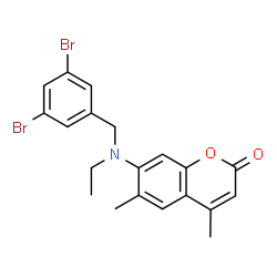 ChemSpider 2D Image | 7-[(3,5-Dibromobenzyl)(ethyl)amino]-4,6-dimethyl-2H-chromen-2-one | C20H19Br2NO2