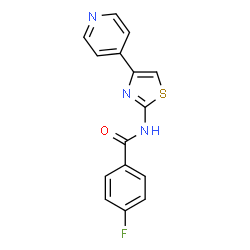 ChemSpider 2D Image | 4-Fluoro-N-[4-(4-pyridinyl)-1,3-thiazol-2-yl]benzamide | C15H10FN3OS