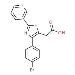 ChemSpider 2D Image | [4-(4-Bromo-phenyl)-2-pyridin-3-yl-thiazol-5-yl]-acetic acid | C16H11BrN2O2S