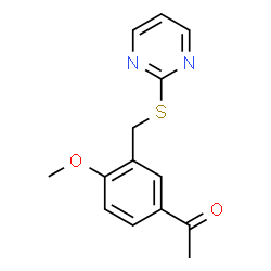 ChemSpider 2D Image | 1-(4-methoxy-3-((pyrimidin-2-ylthio)methyl)phenyl)ethan-1-one | C14H14N2O2S