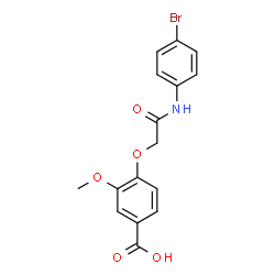 ChemSpider 2D Image | 4-[(4-Bromo-phenylcarbamoyl)-methoxy]-3-methoxy-benzoic acid | C16H14BrNO5