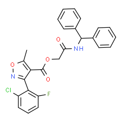 ChemSpider 2D Image | 2-[(Diphenylmethyl)amino]-2-oxoethyl 3-(2-chloro-6-fluorophenyl)-5-methyl-1,2-oxazole-4-carboxylate | C26H20ClFN2O4