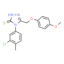 ChemSpider 2D Image | 4-(3-chloro-4-methylphenyl)-5-[(4-methoxyphenoxy)methyl]-4H-1,2,4-triazole-3-thiol | C17H16ClN3O2S