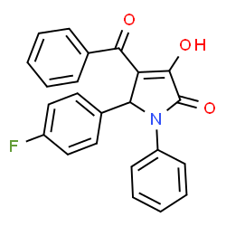 ChemSpider 2D Image | 4-Benzoyl-5-(4-fluoro-phenyl)-3-hydroxy-1-phenyl-1,5-dihydro-pyrrol-2-one | C23H16FNO3