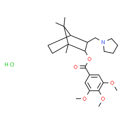 ChemSpider 2D Image | 1,7,7-Trimethyl-3-(1-pyrrolidinylmethyl)bicyclo[2.2.1]hept-2-yl 3,4,5-trimethoxybenzoate hydrochloride (1:1) | C25H38ClNO5