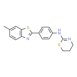 ChemSpider 2D Image | N-[4-(6-Methyl-1,3-benzothiazol-2-yl)phenyl]-5,6-dihydro-4H-1,3-thiazin-2-amine | C18H17N3S2