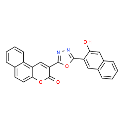 ChemSpider 2D Image | 2-[5-(3-Hydroxy-2-naphthyl)-1,3,4-oxadiazol-2-yl]-3H-benzo[f]chromen-3-one | C25H14N2O4