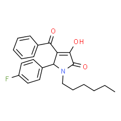 ChemSpider 2D Image | 4-Benzoyl-5-(4-fluoro-phenyl)-1-hexyl-3-hydroxy-1,5-dihydro-pyrrol-2-one | C23H24FNO3