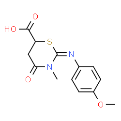 ChemSpider 2D Image | (2E)-2-[(4-Methoxyphenyl)imino]-3-methyl-4-oxo-1,3-thiazinane-6-carboxylic acid | C13H14N2O4S
