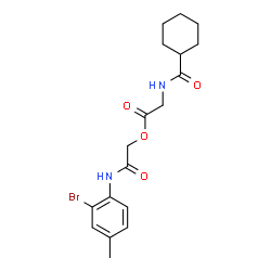 ChemSpider 2D Image | 2-[(2-Bromo-4-methylphenyl)amino]-2-oxoethyl N-(cyclohexylcarbonyl)glycinate | C18H23BrN2O4