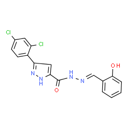 ChemSpider 2D Image | 3-(2,4-Dichlorophenyl)-N'-[(E)-(2-hydroxyphenyl)methylene]-1H-pyrazole-5-carbohydrazide | C17H12Cl2N4O2