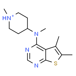 ChemSpider 2D Image | 4-[(5,6-Dimethylthieno[2,3-d]pyrimidin-4-yl)(methyl)amino]-1-methylpiperidinium | C15H23N4S