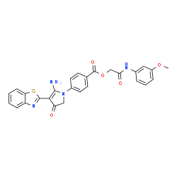 ChemSpider 2D Image | 2-[(3-Methoxyphenyl)amino]-2-oxoethyl 4-[5-amino-4-(1,3-benzothiazol-2-yl)-3-oxo-2,3-dihydro-1H-pyrrol-1-yl]benzoate | C27H22N4O5S