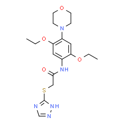 ChemSpider 2D Image | N-[2,5-Diethoxy-4-(4-morpholinyl)phenyl]-2-(1H-1,2,4-triazol-5-ylsulfanyl)acetamide | C18H25N5O4S
