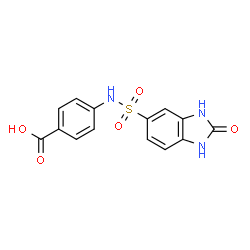 ChemSpider 2D Image | 4-(2-Oxo-2,3-dihydro-1H-benzoimidazole-5-sulfonylamino)-benzoic acid | C14H11N3O5S