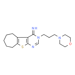 ChemSpider 2D Image | 3-[3-(4-Morpholinyl)propyl]-3,5,6,7,8,9-hexahydro-4H-cyclohepta[4,5]thieno[2,3-d]pyrimidin-4-imine | C18H26N4OS