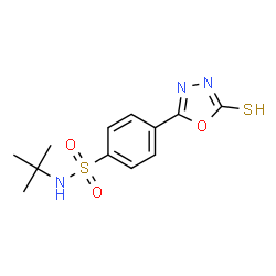 ChemSpider 2D Image | N-tert-butyl-4-(5-sulfanyl-1,3,4-oxadiazol-2-yl)benzene-1-sulfonamide | C12H15N3O3S2