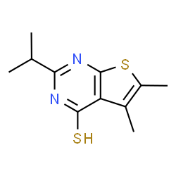 ChemSpider 2D Image | 5,6-dimethyl-2-(propan-2-yl)thieno[2,3-d]pyrimidine-4-thiol | C11H14N2S2