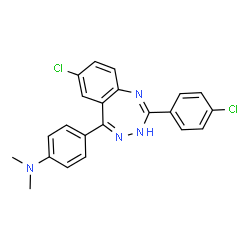 ChemSpider 2D Image | 4-[7-Chloro-2-(4-chlorophenyl)-1H-1,3,4-benzotriazepin-5-yl]-N,N-dimethylaniline | C22H18Cl2N4