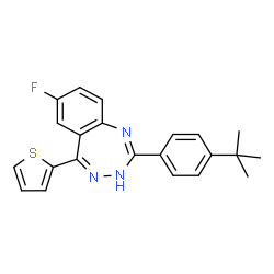 ChemSpider 2D Image | 2-(4-tert-Butyl-phenyl)-7-fluoro-5-thiophen-2-yl-3H-benzo[e][1,2,4]triazepine | C22H20FN3S