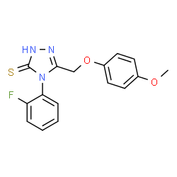 ChemSpider 2D Image | 4-(2-Fluorophenyl)-5-[(4-methoxyphenoxy)methyl]-4H-1,2,4-triazole-3-thiol | C16H14FN3O2S