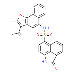 ChemSpider 2D Image | N-(3-Acetyl-2-methylnaphtho[1,2-b]furan-5-yl)-2-oxo-1,2-dihydrobenzo[cd]indole-6-sulfonamide | C26H18N2O5S
