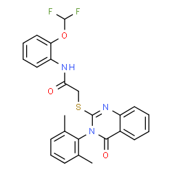 ChemSpider 2D Image | N-[2-(Difluoromethoxy)phenyl]-2-{[3-(2,6-dimethylphenyl)-4-oxo-3,4-dihydro-2-quinazolinyl]sulfanyl}acetamide | C25H21F2N3O3S